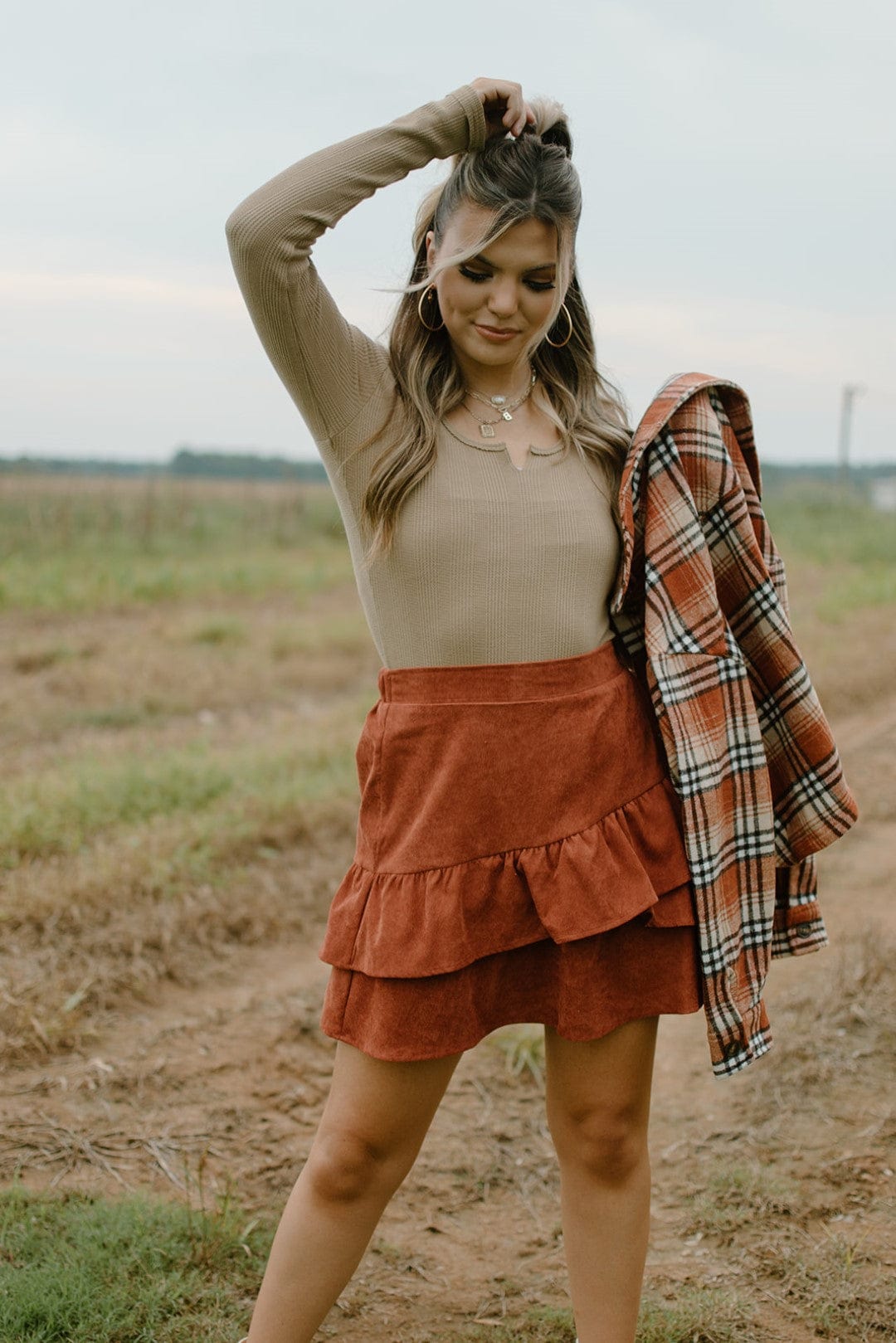 Mocha Scoop Neck Longsleeve Bodysuit