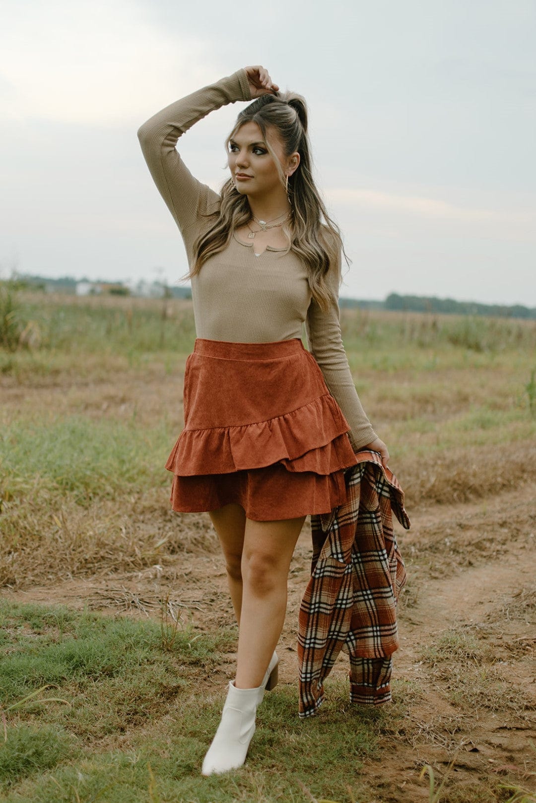 Mocha Scoop Neck Longsleeve Bodysuit