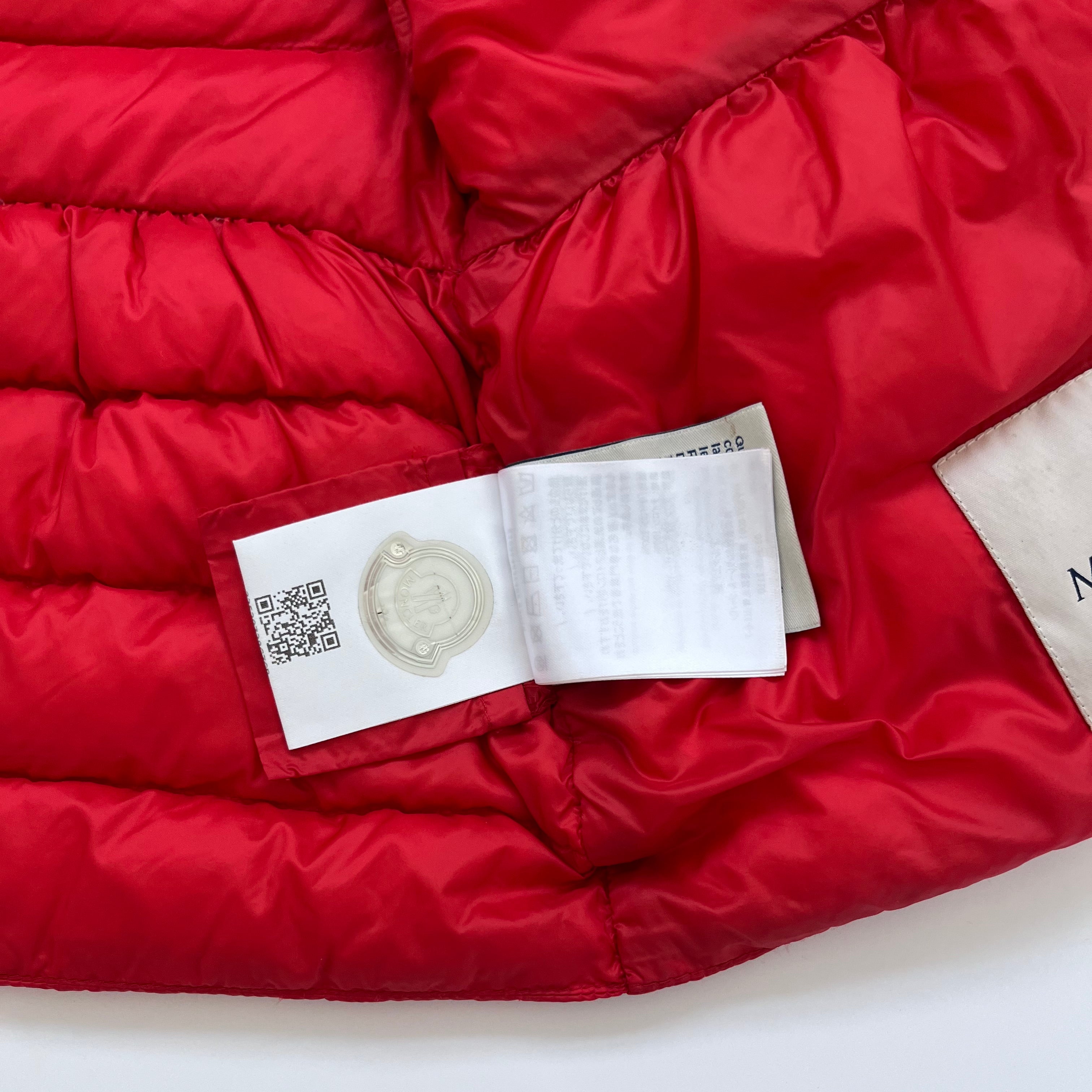 Moncler Red Down Filled Coat: 2 Years