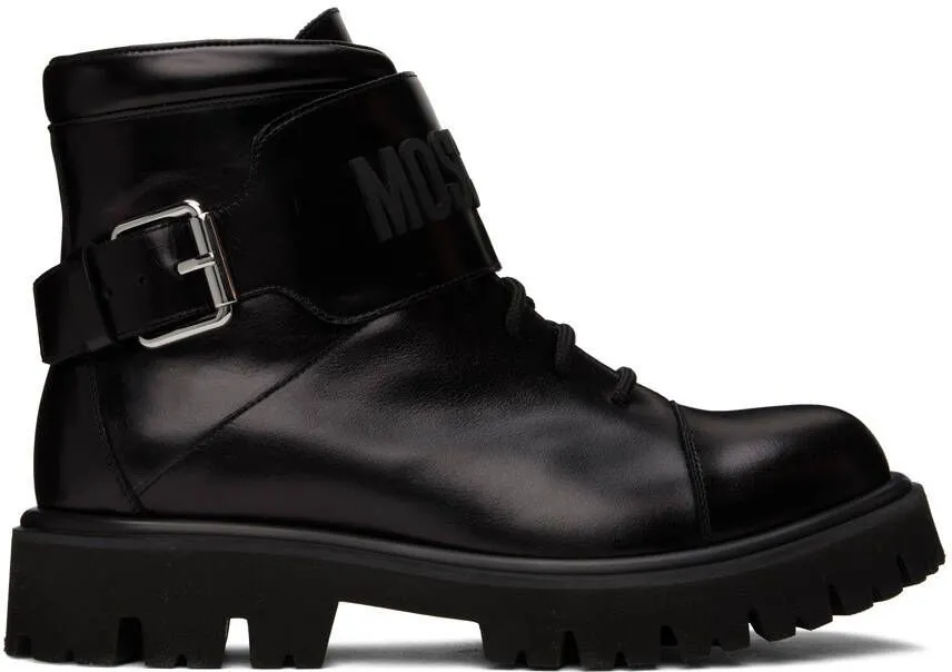 Moschino Black Buckle Boots