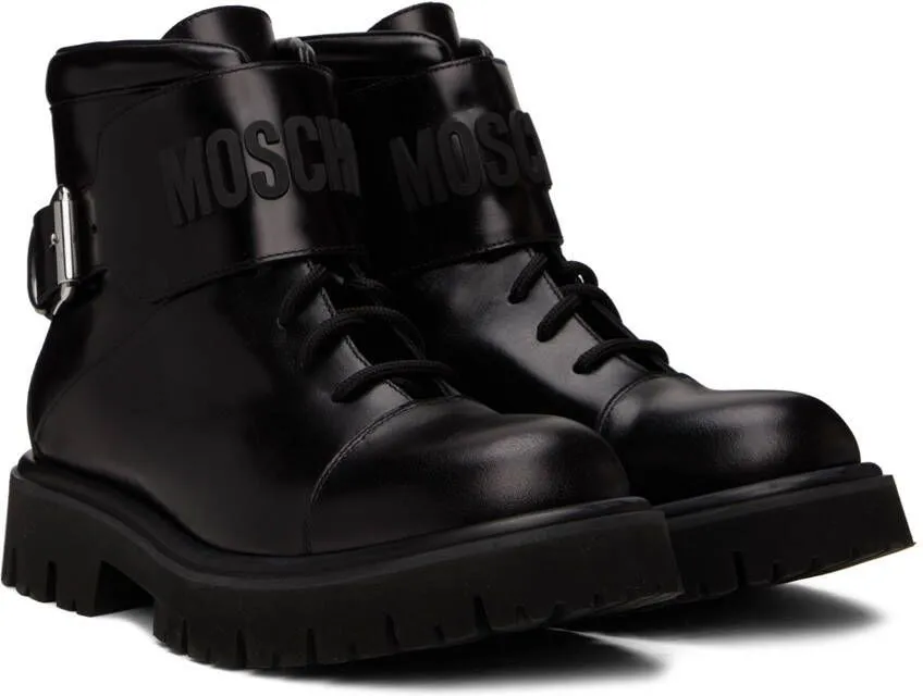 Moschino Black Buckle Boots