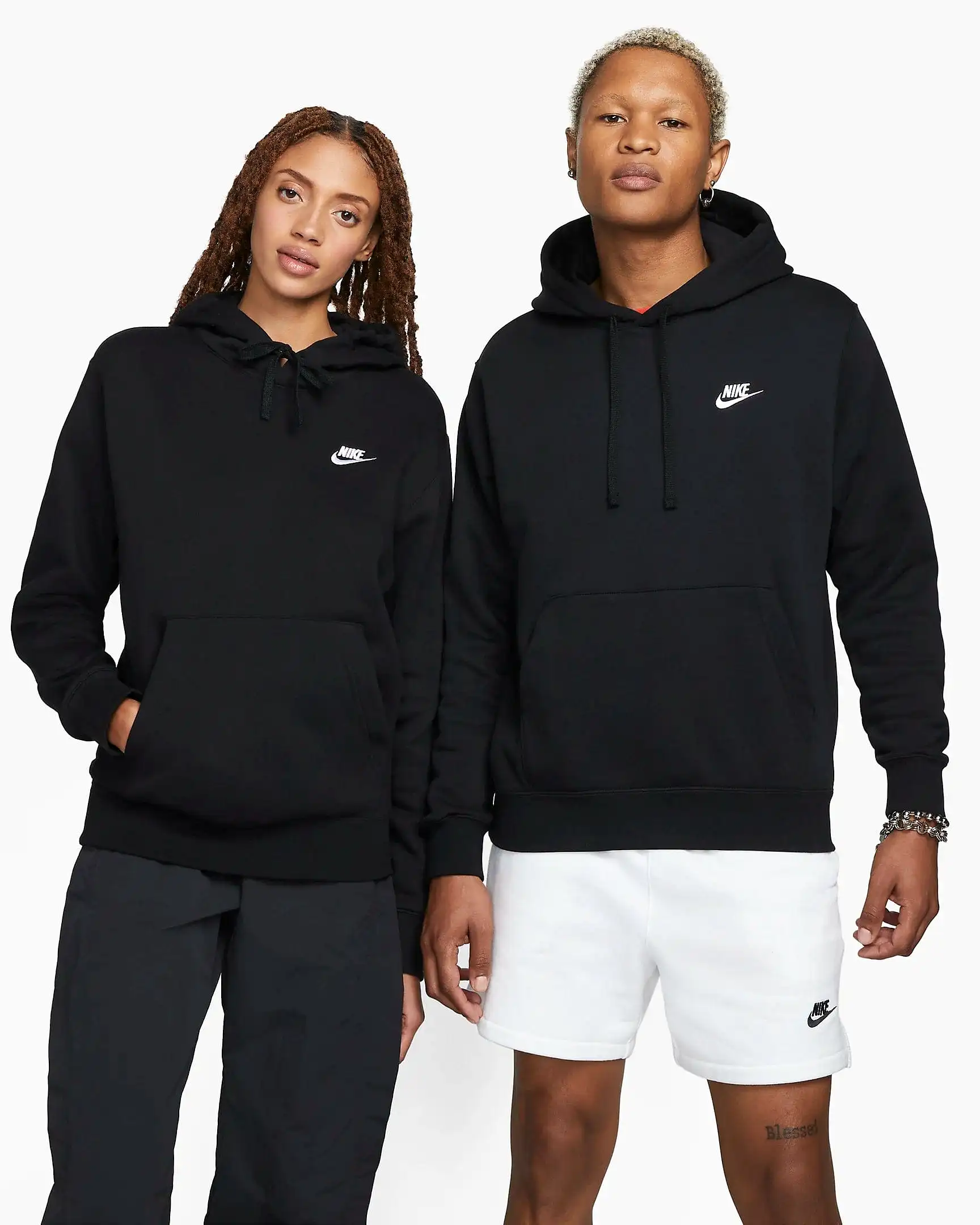 NIKE UNISEX SPORTSWEAR CLUB FLEECE PULLOVER BLACK HOODIE