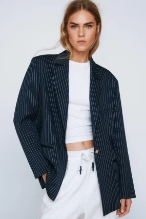 Premium Pinstripe Single Breasted Blazer