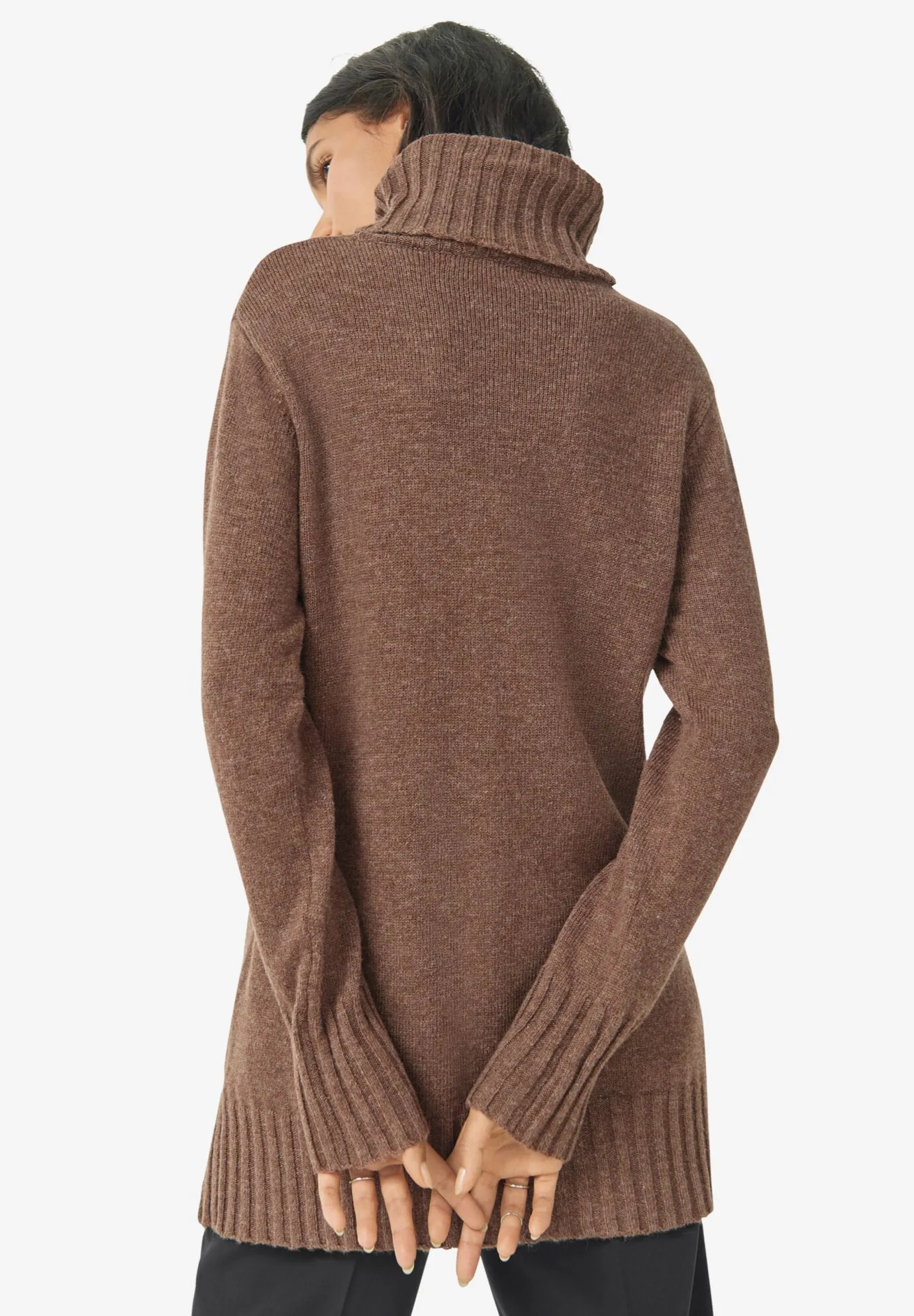 Ribbed Turtleneck Tunic Sweater