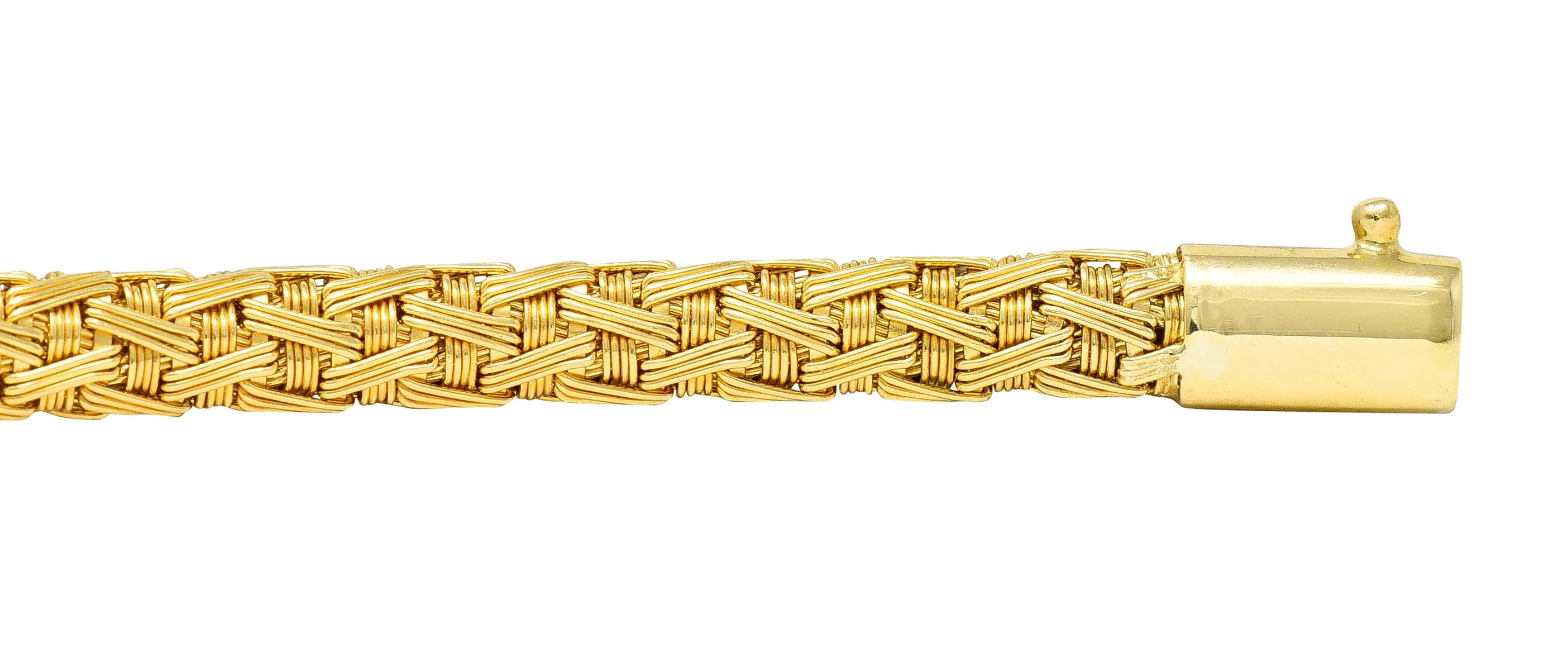 Roberto Coin Italian 1.50 CTW Pave Diamond 18 Karat Two-Tone Gold Woven Silk Bracelet