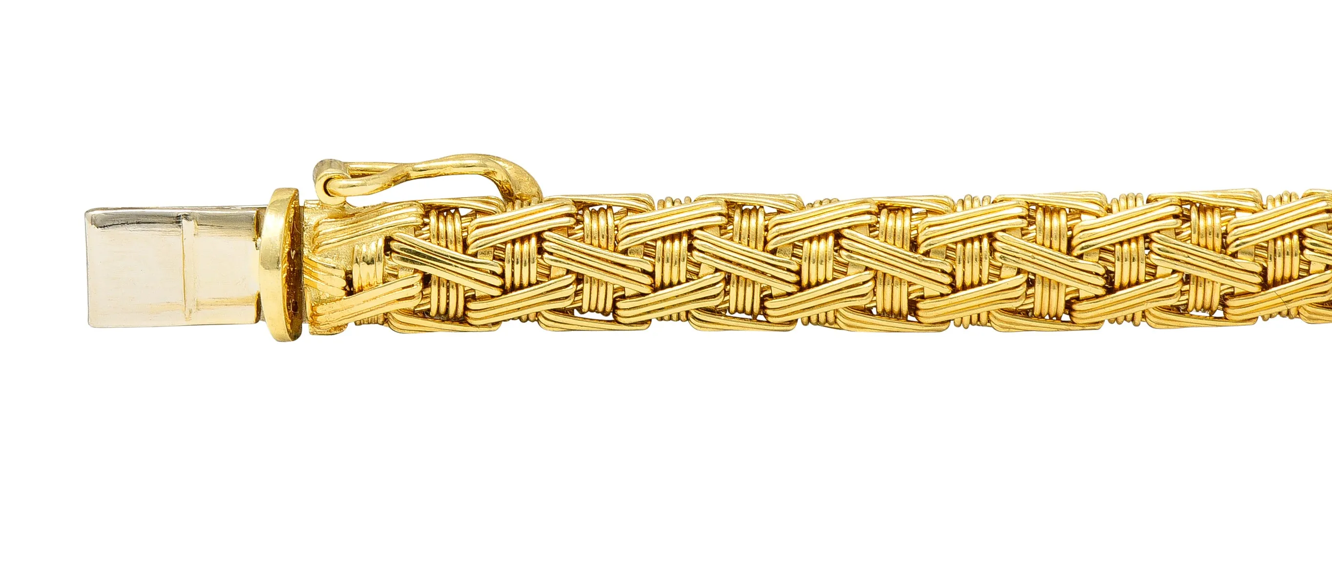 Roberto Coin Italian 1.50 CTW Pave Diamond 18 Karat Two-Tone Gold Woven Silk Bracelet