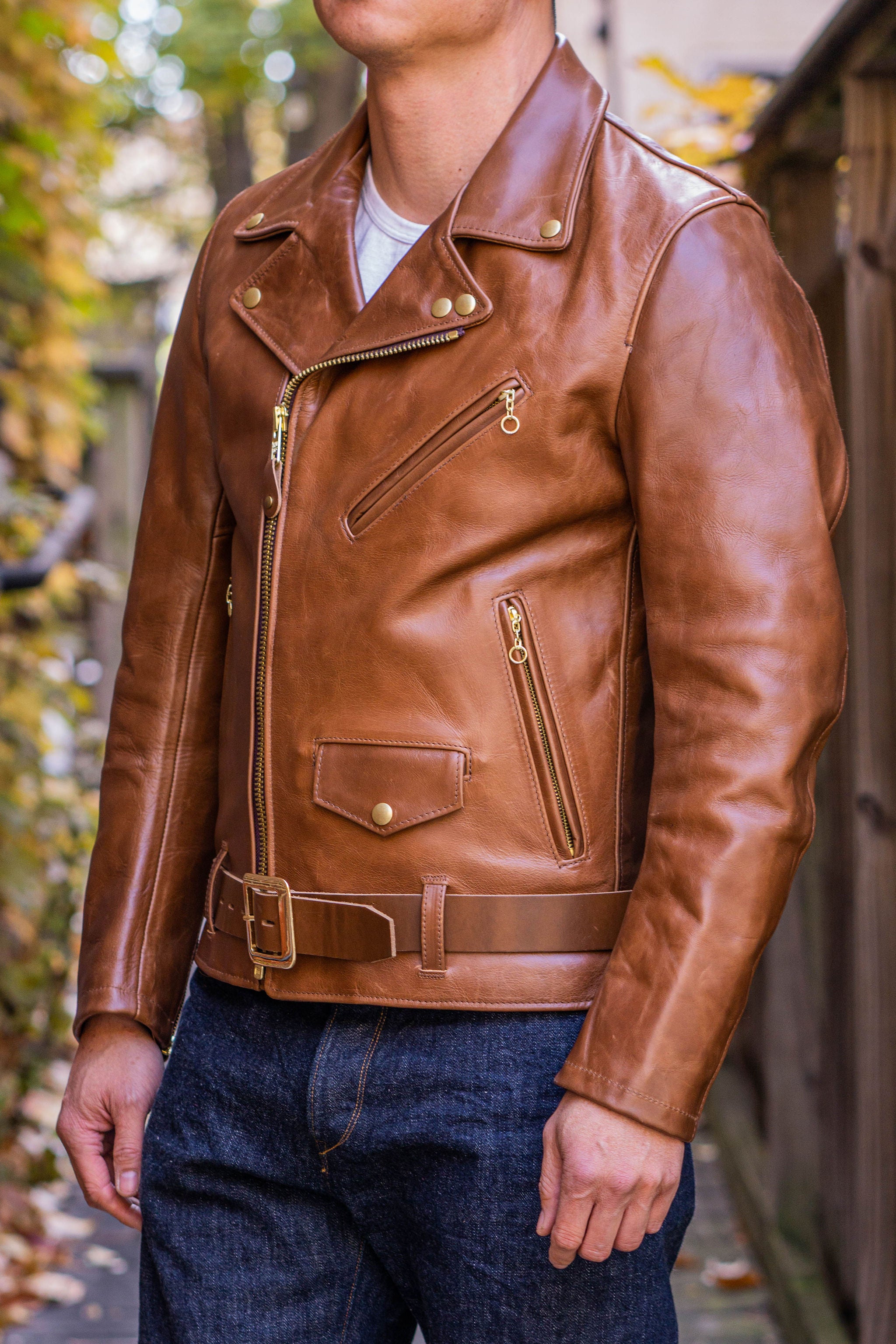 Schott NYC P677 Chromexcel Steerhide Motorcycle Jacket - Brown