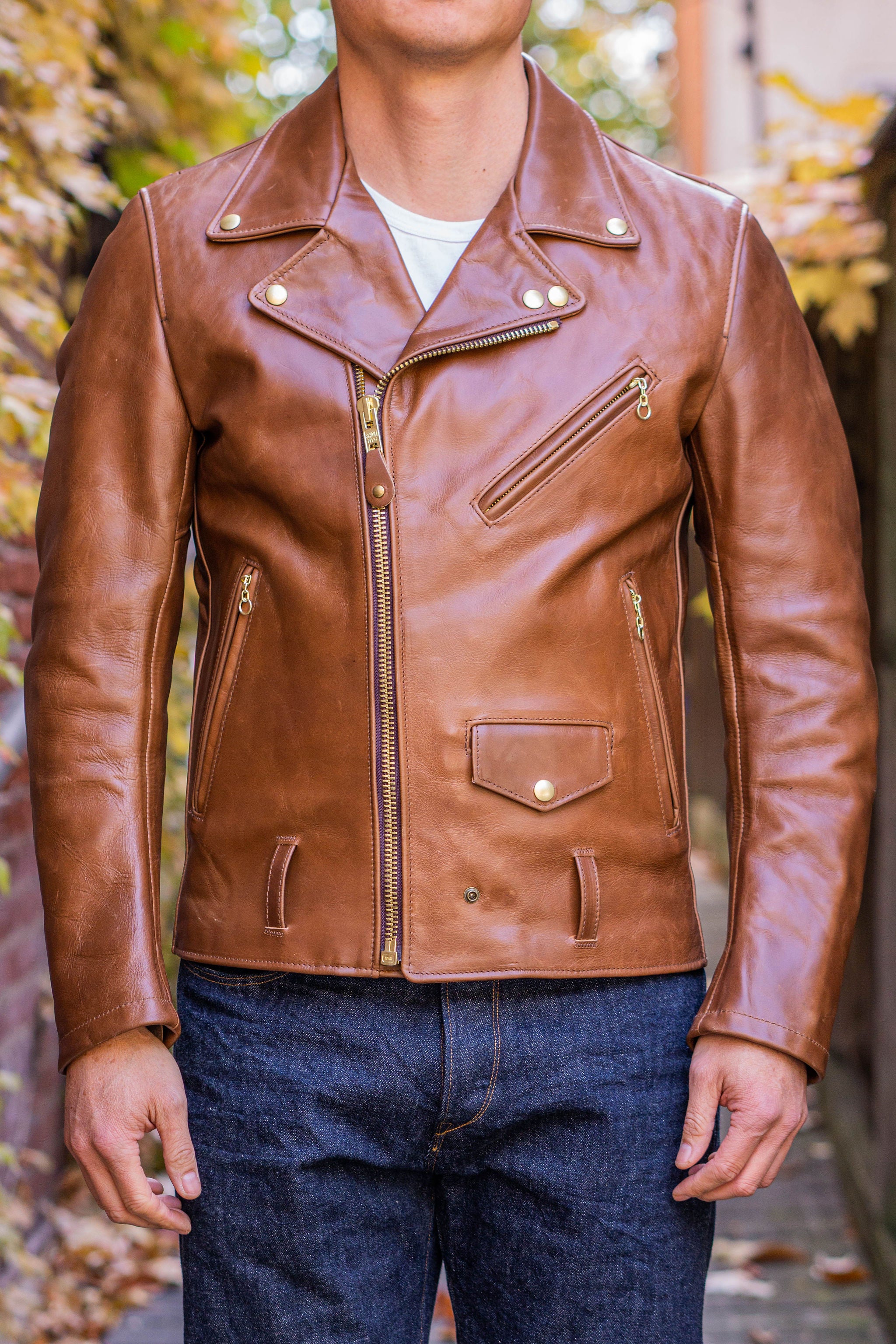 Schott NYC P677 Chromexcel Steerhide Motorcycle Jacket - Brown