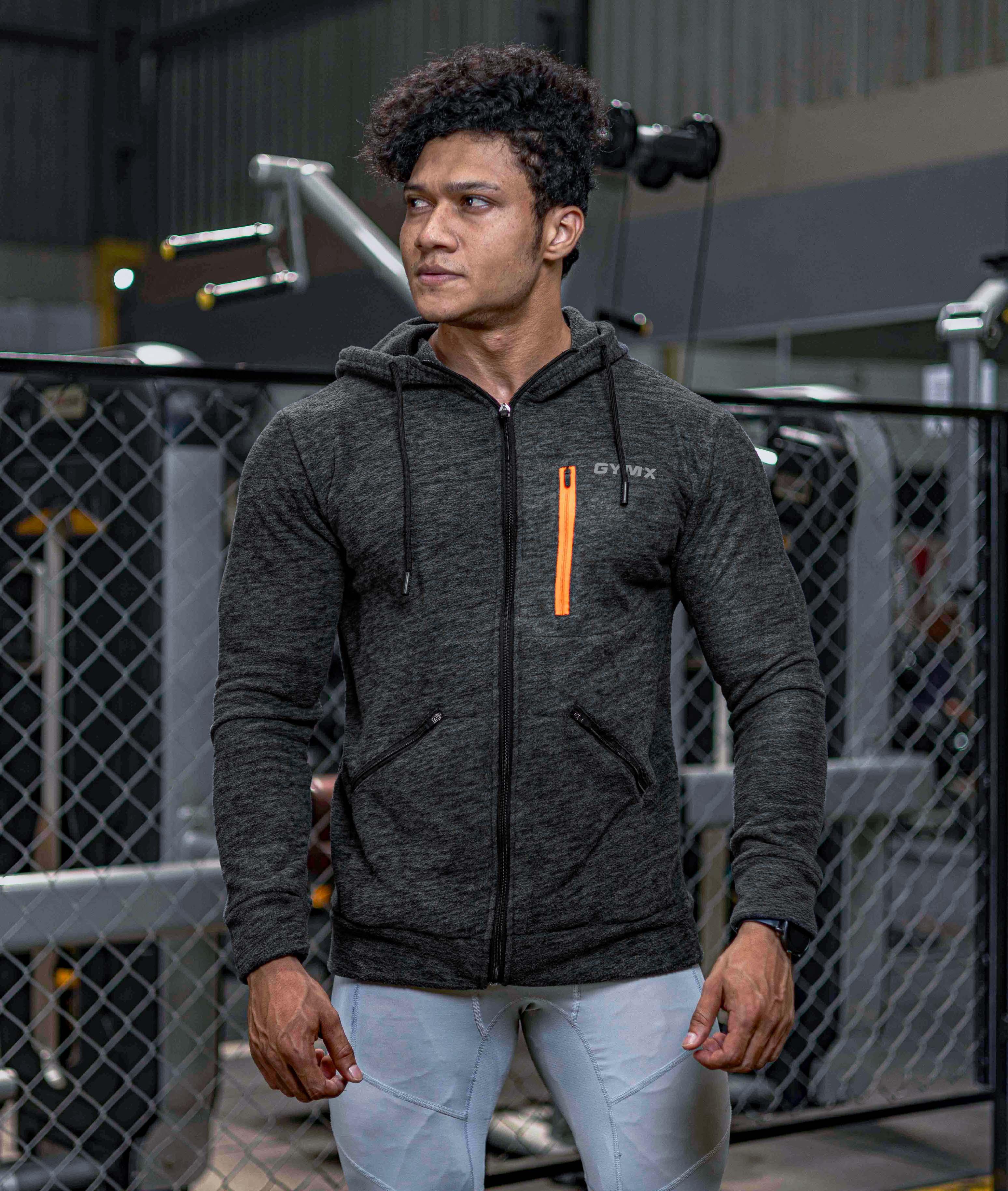 Sherpa Fleece Fluffy GymX Hoodie- Charcoal Grey