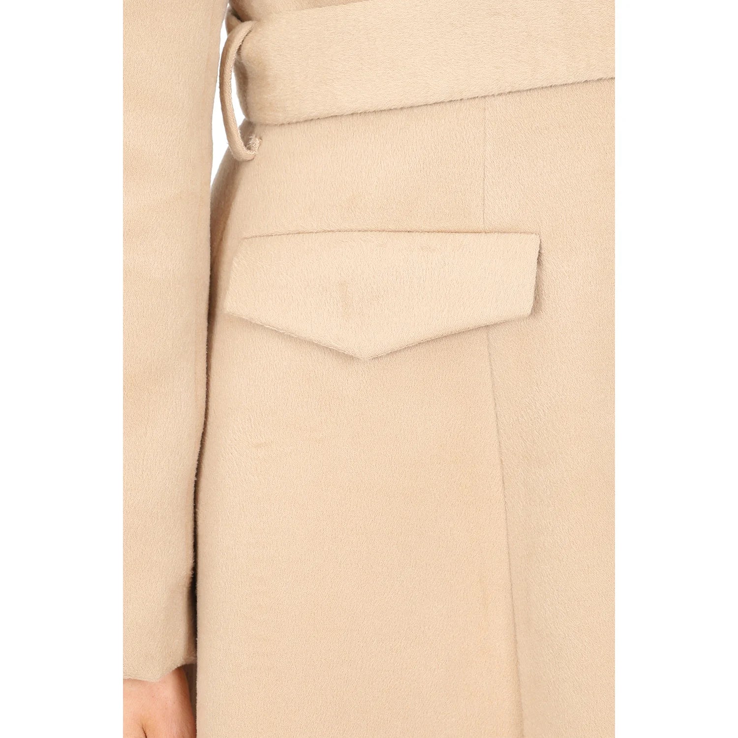 Soft Beige Caramel Vintage Winter Swing Coat With Detachable Collar