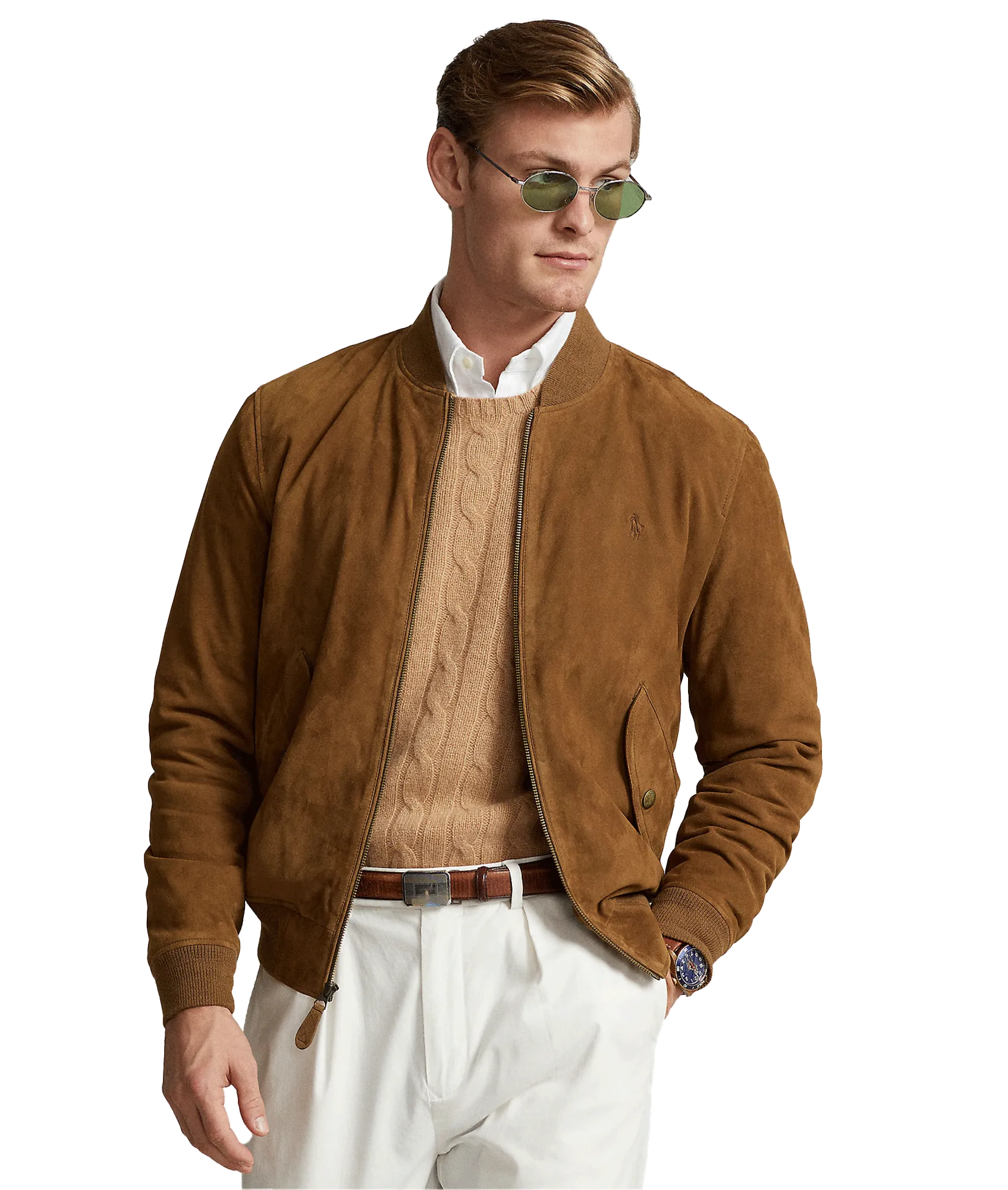 Suede Bomber Jacket - Brown