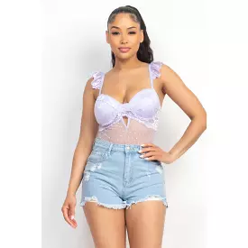 Sweetheart Cut-out Cami Ruffled Bodysuit