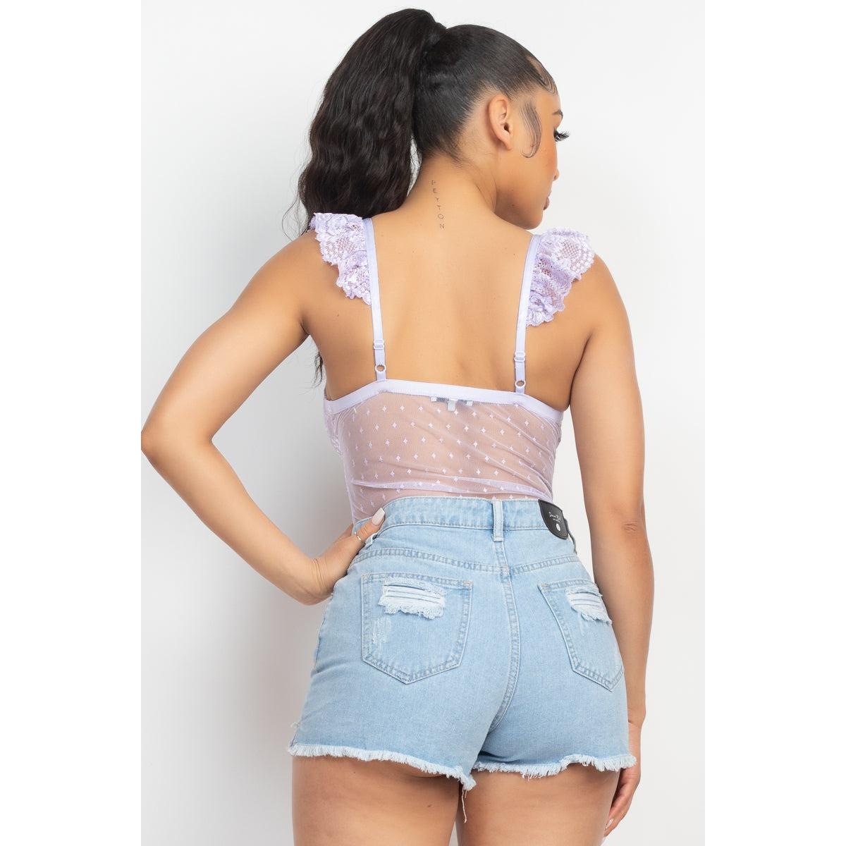 Sweetheart Cut-out Cami Ruffled Bodysuit