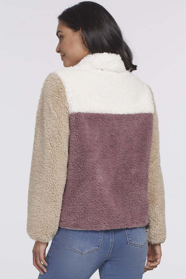 Tribal Colour Block Sherpa Jacket