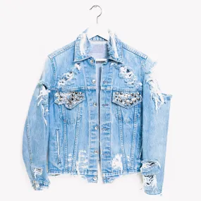 Vintage One a Kind Muse Studded Jean Denim Jacket