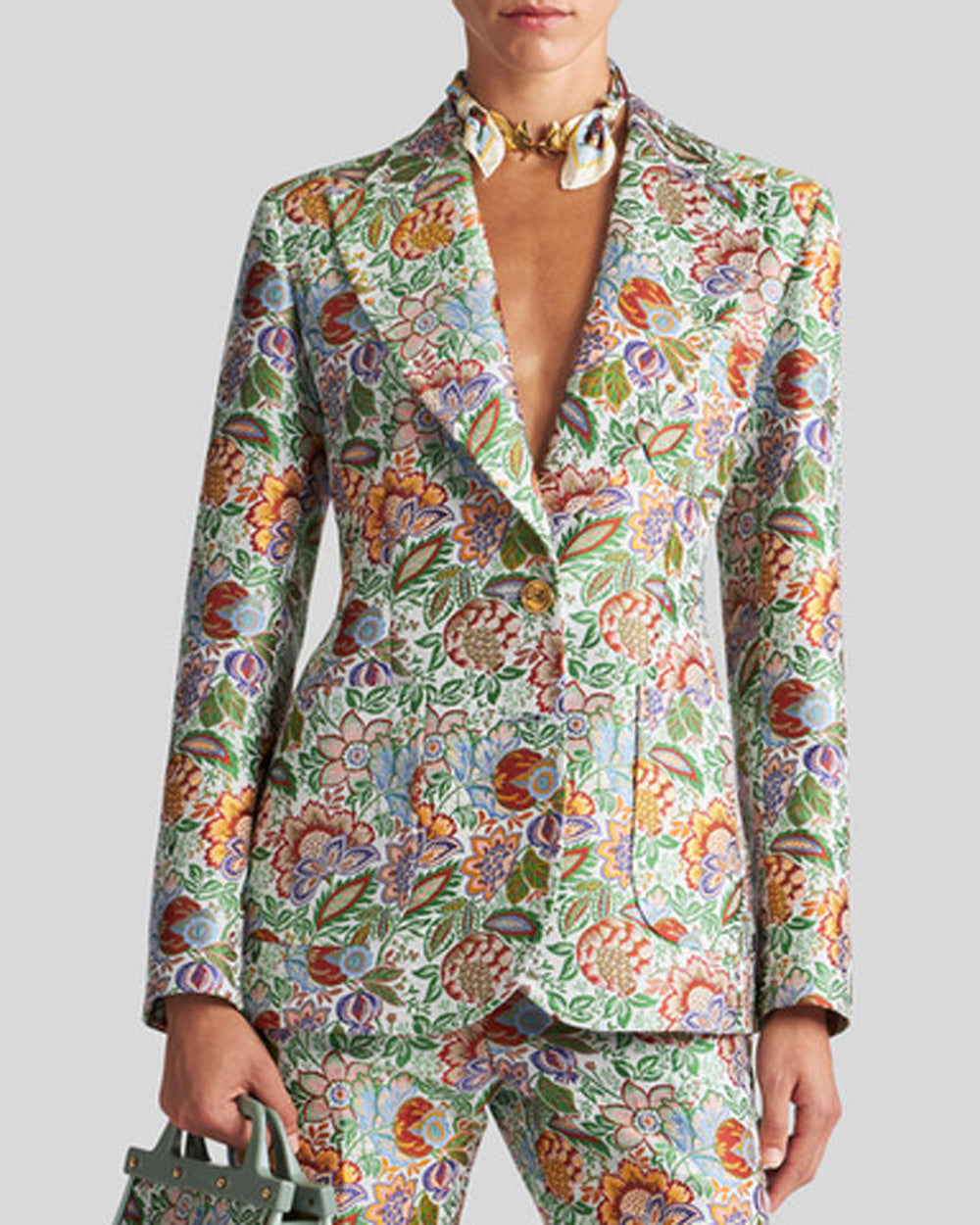 White Bouquet Printed Blazer