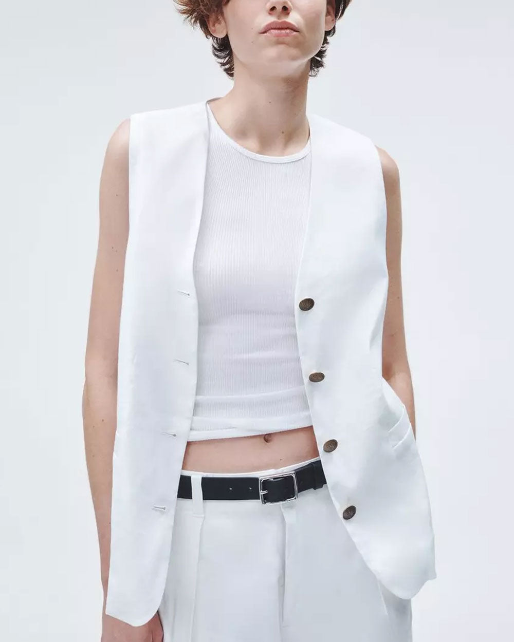 White Linen Charlotte Vest