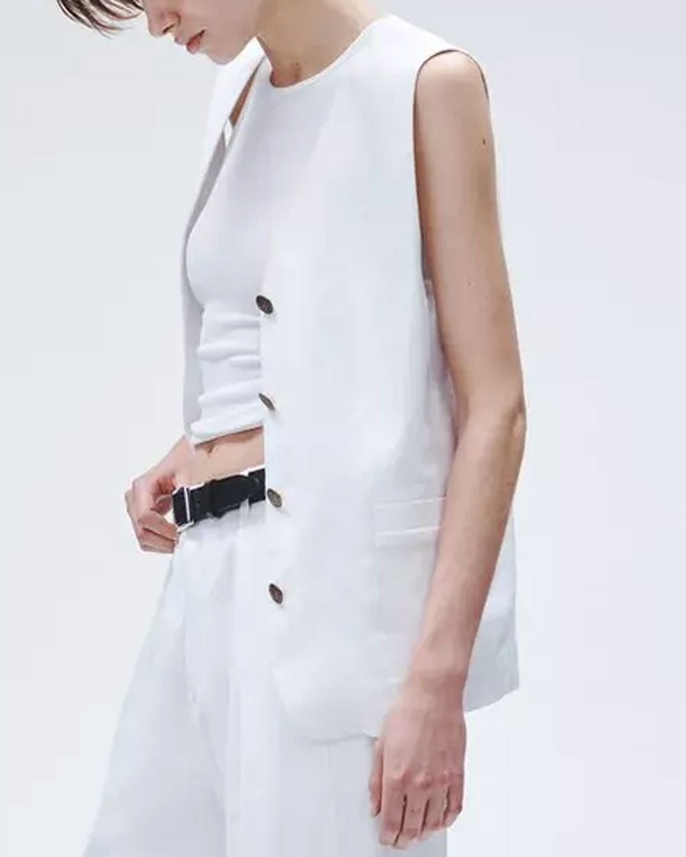 White Linen Charlotte Vest