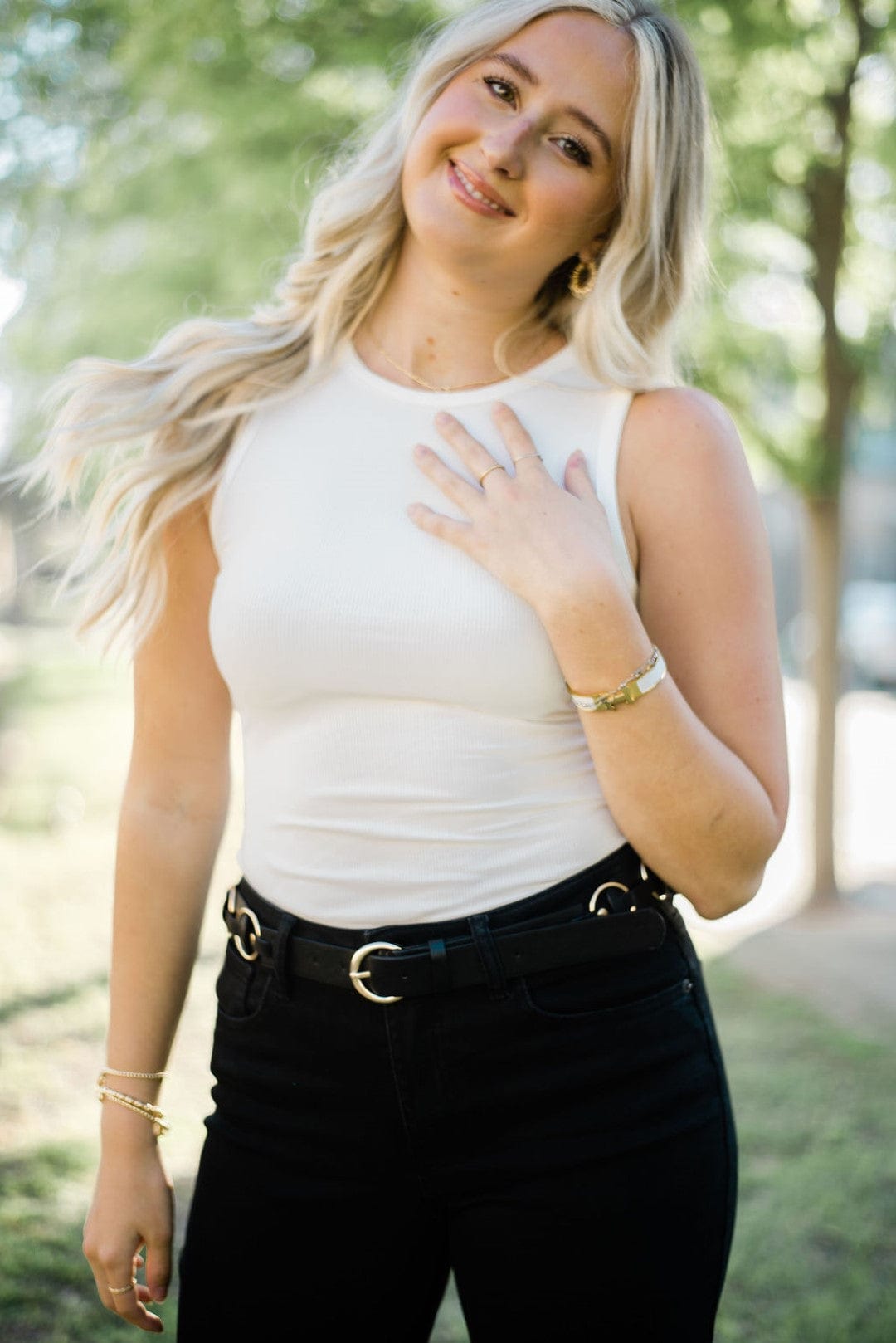 White Sleeveless Bodysuit