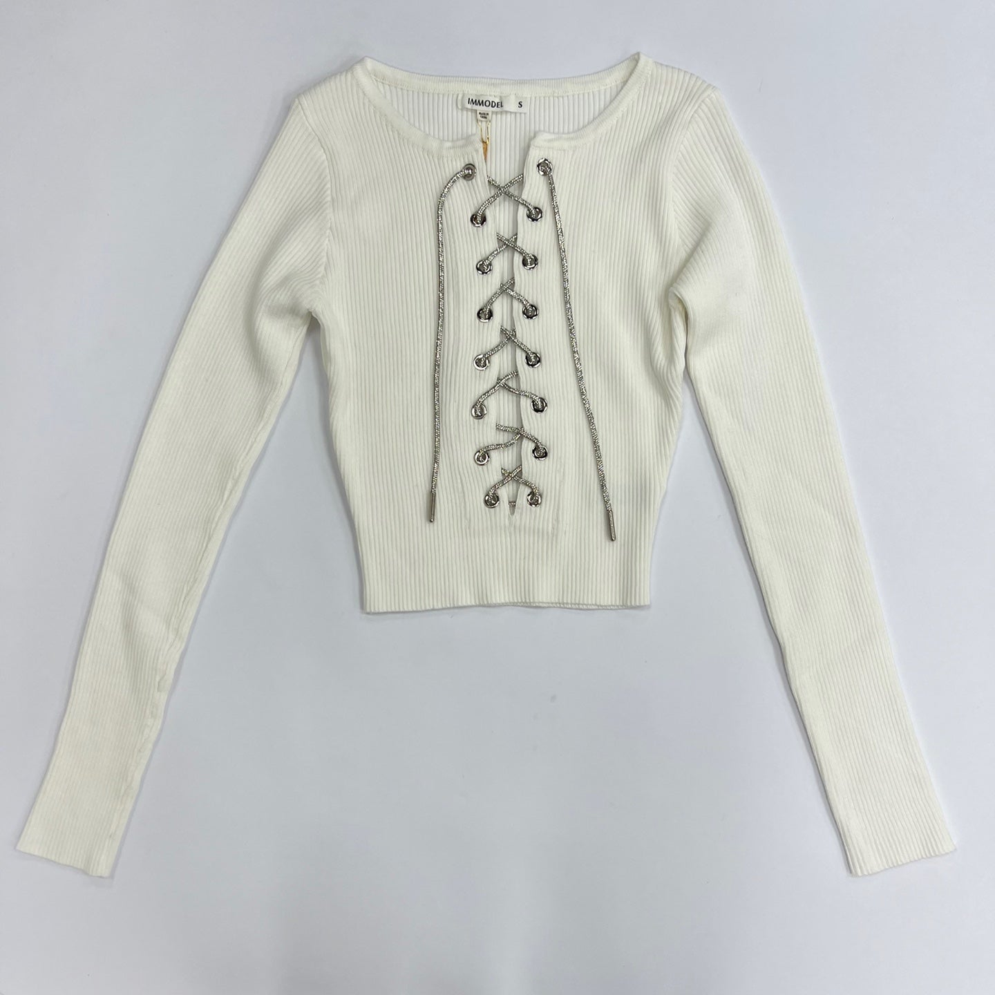 Women's Long Sleeve Sweater Top with Front Tie