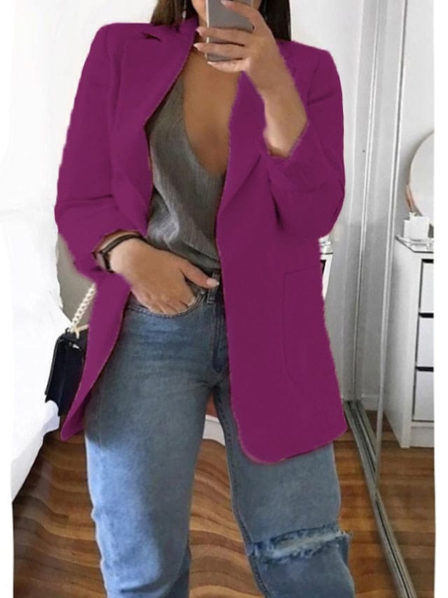 Women's Plus Size Curve Blazer for Fall and Winter with Long Sleeve and Pocket