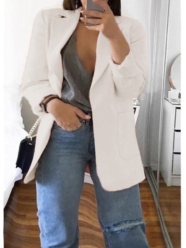 Women's Plus Size Curve Blazer for Fall and Winter with Long Sleeve and Pocket