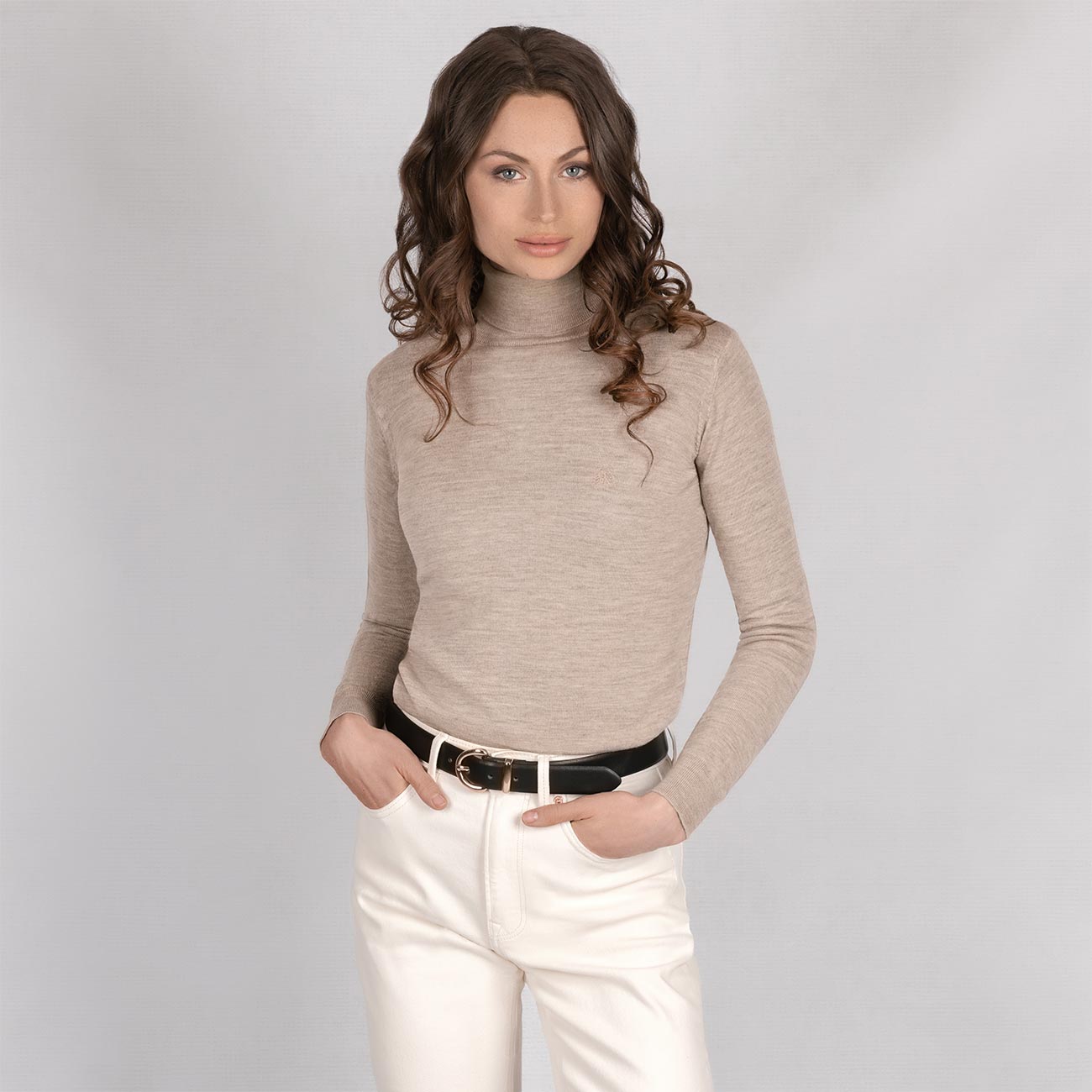 Wool Pullover Light Turtleneck Women