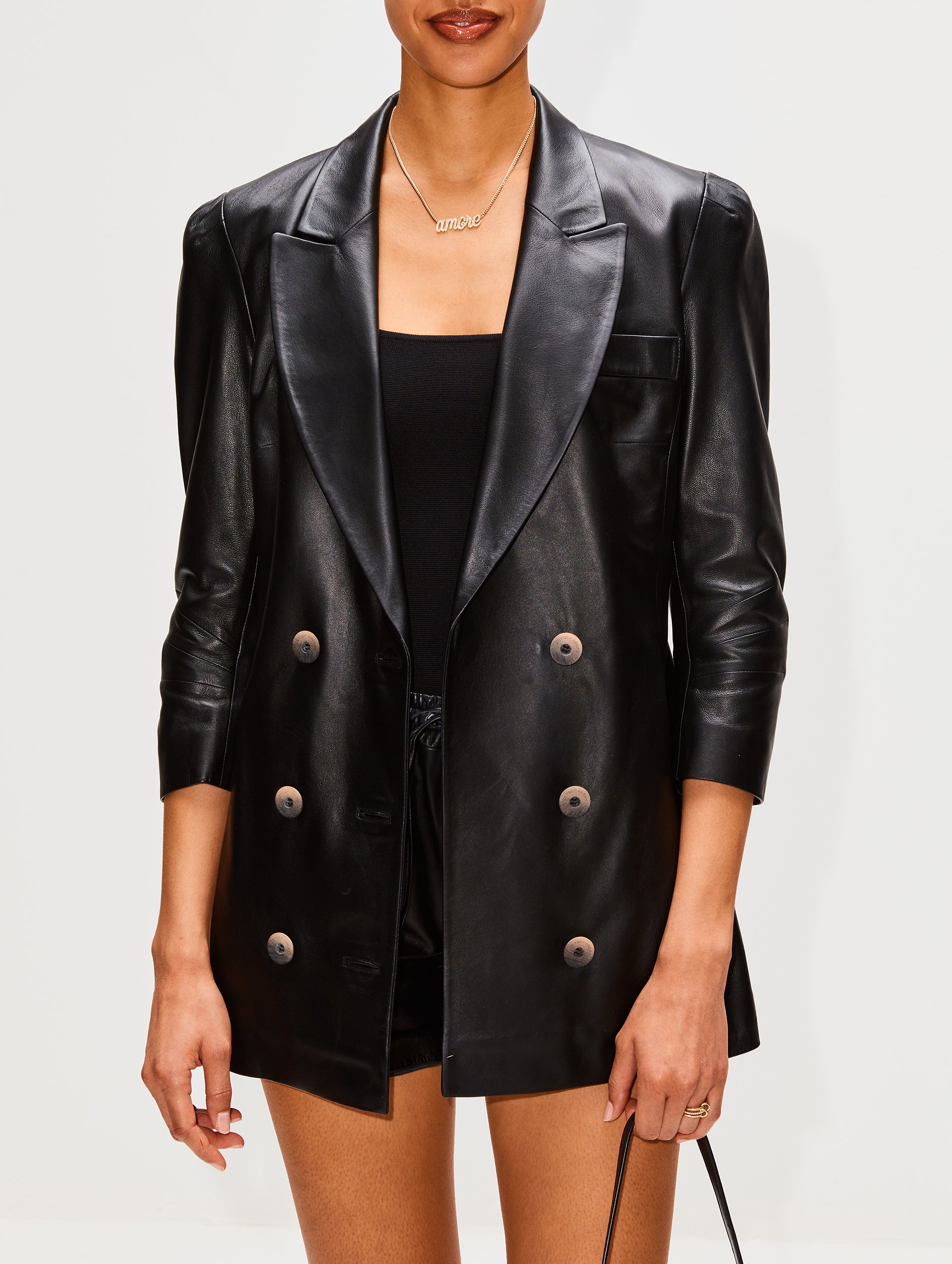 Wrap Leather Blazer