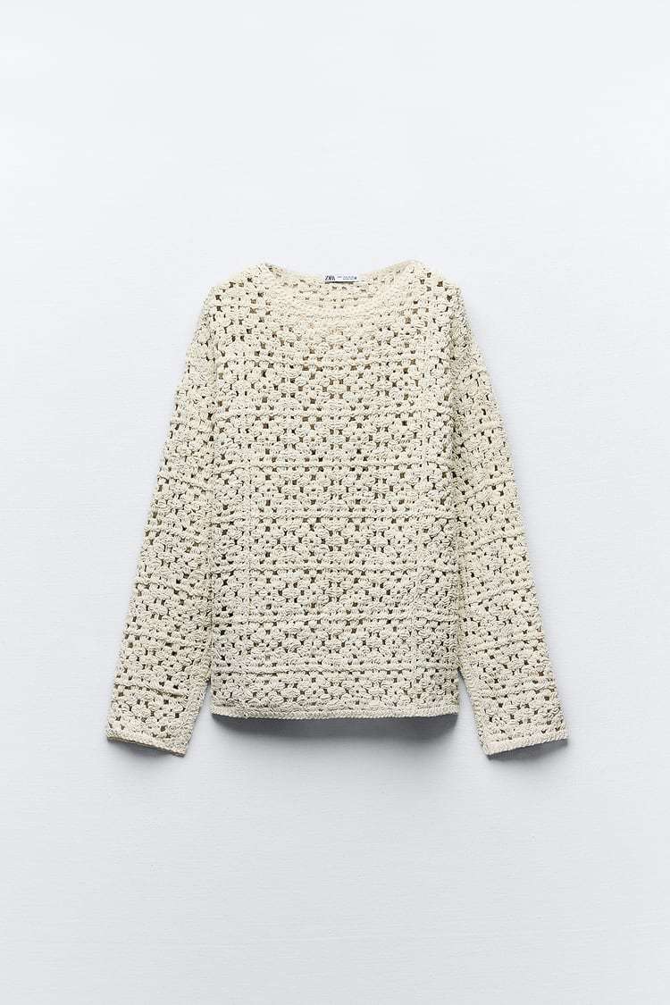 ZARA  |CROCHET CHENILLE SWEATER SWEATSHIRT