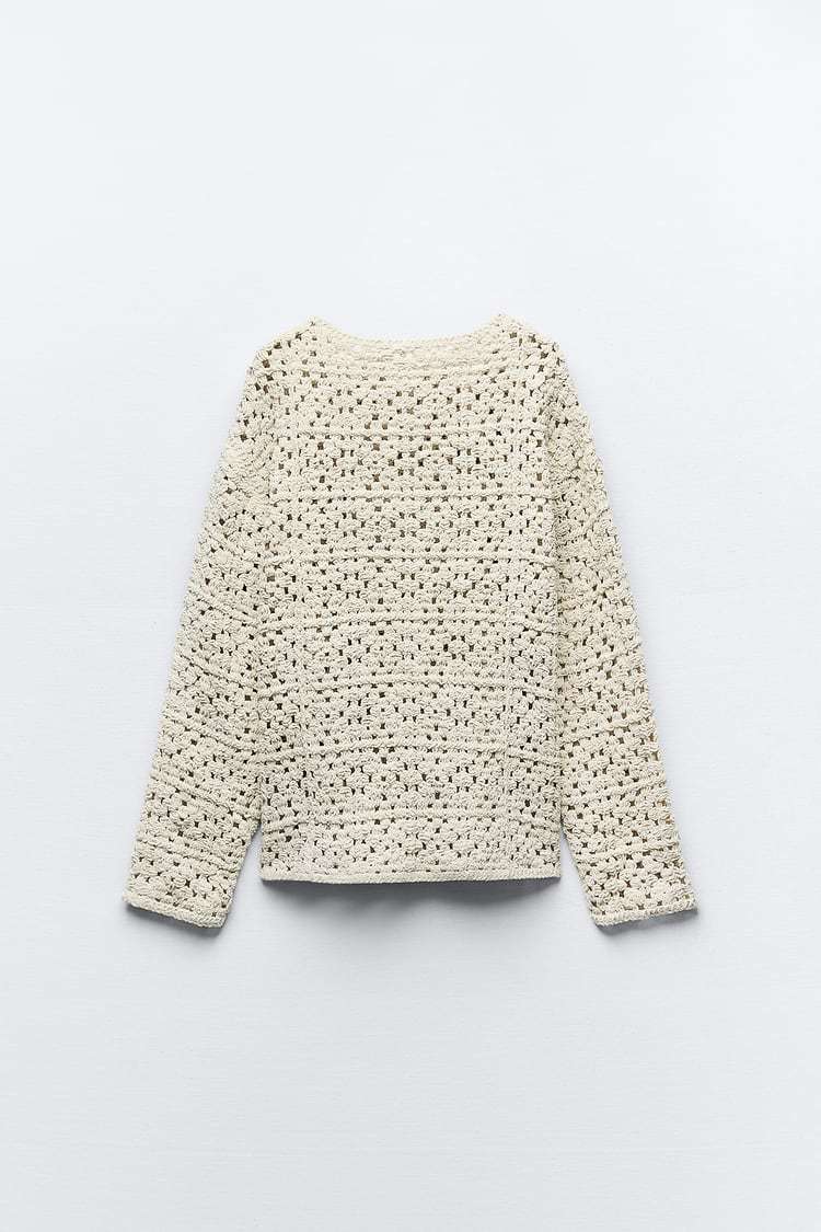 ZARA  |CROCHET CHENILLE SWEATER SWEATSHIRT